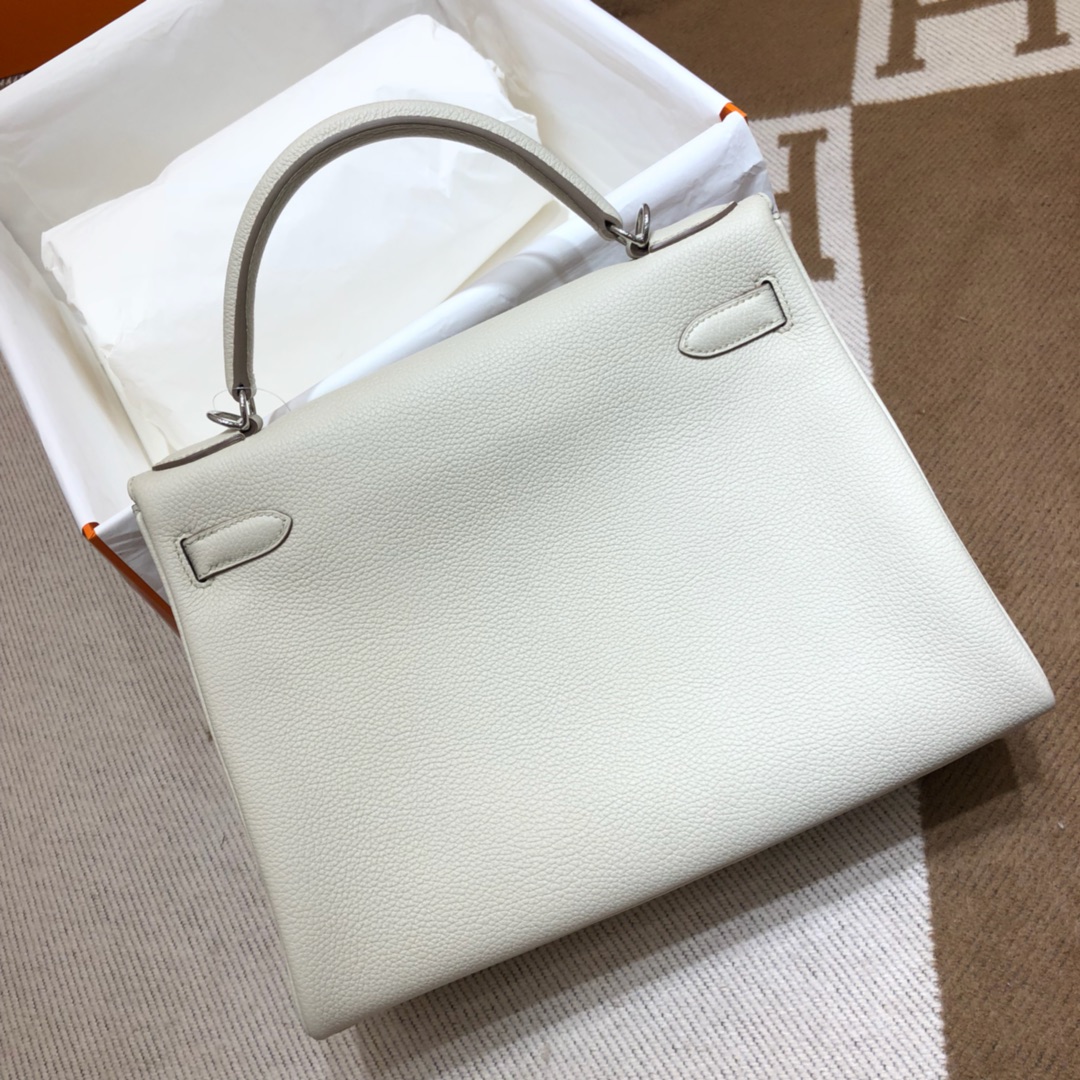 Hermes Kelly 32cm Handbag Shoulder Bag in White Togo Leather